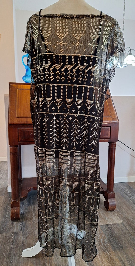 Vintage Antique Assuit Dress Tunic Egyptian Black 