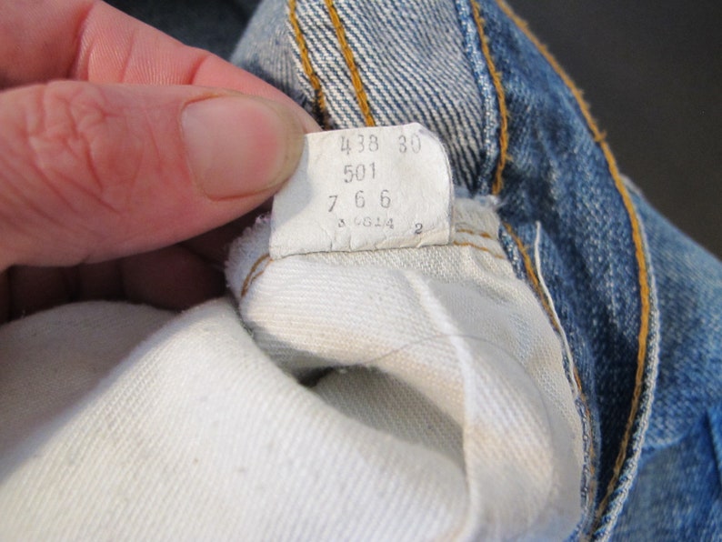 Vintage Levi\u2019s 501 Red Tab Acid Wash Button Fly Blue Jeans 34 X 36 WPL 423 USA San Francisco SF 207