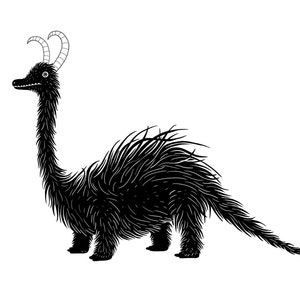 Illustration Print A4 Fur Dinosaur Brachiosaurus Long Neck