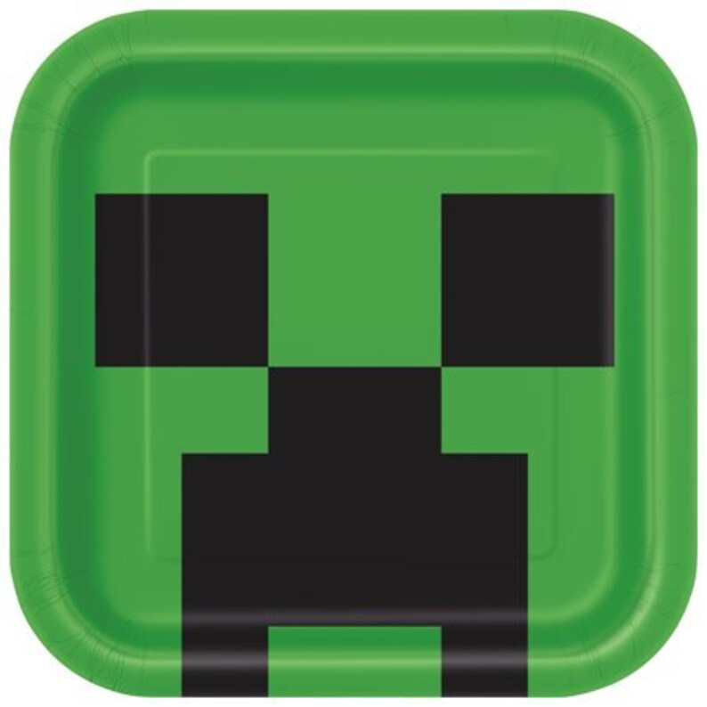 9 inch Birthday Supplies Tablesware OFFICIALLY LICENSED 8 ct MINECRAFT Creeper Party Paper Plates