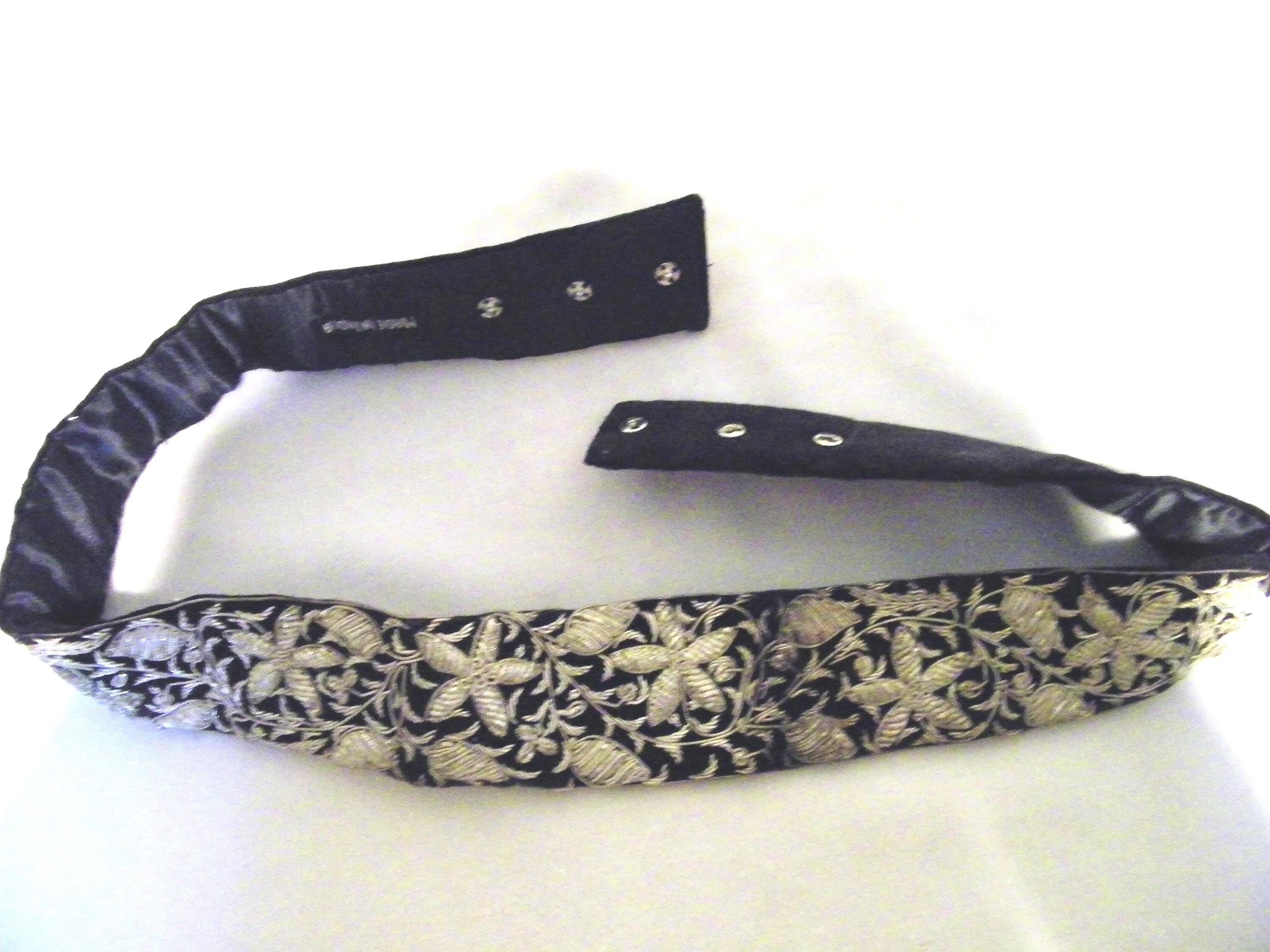 Vintage Zardozi Silver Embroidered Black Velvet Belt - Etsy