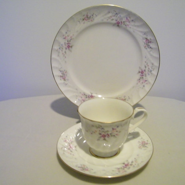 Vintage Gorham Jolie Fine China Tea Cup Saucer Plate Trio Set