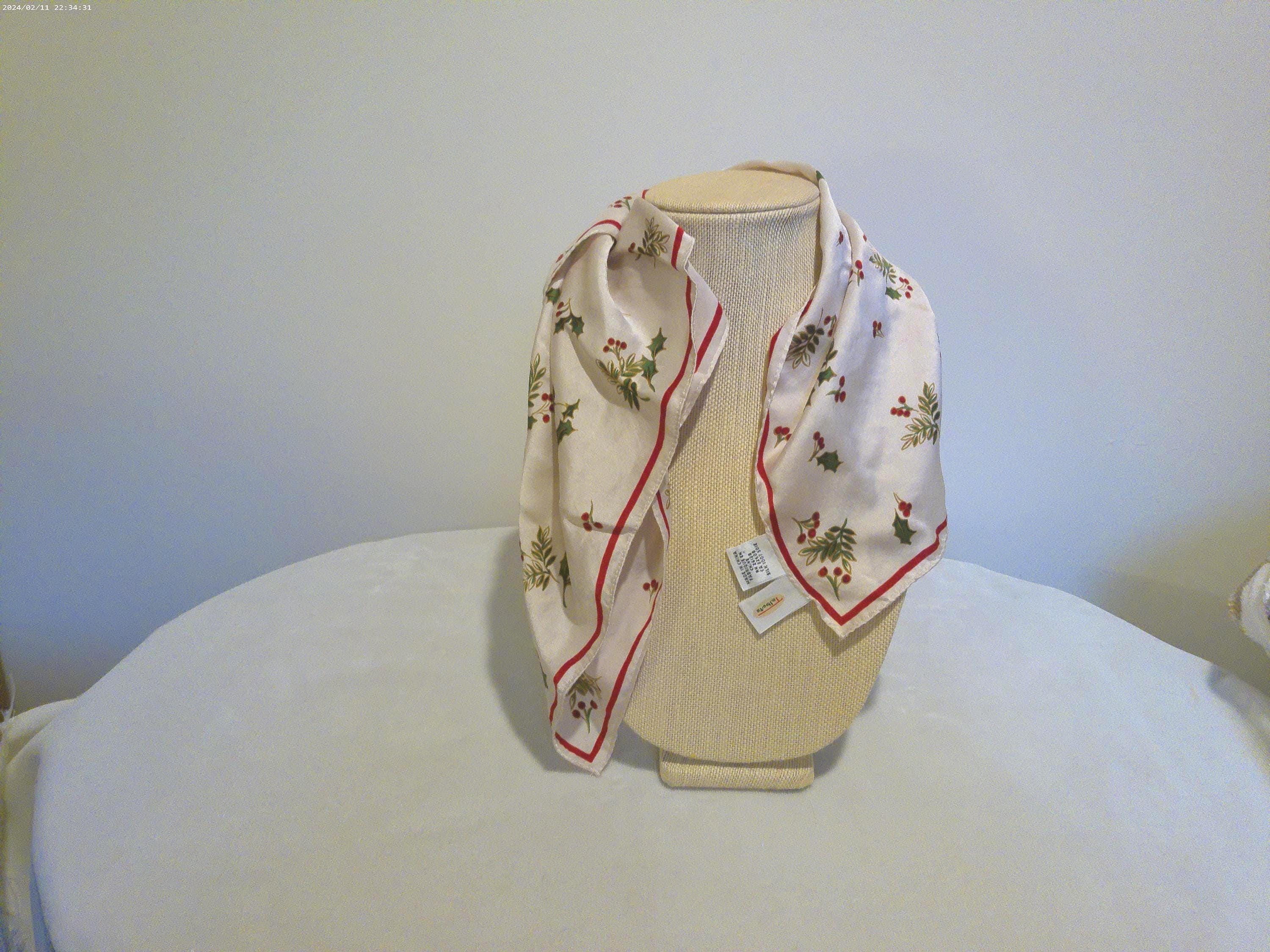 Foulard Carré En Soie Vintage Talbots - 90x90 Cm - Couleur Vert/kaki - Très Bon état