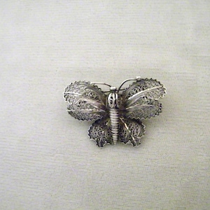 Vintage Sterling Filigree Butterfly Pin Brooch