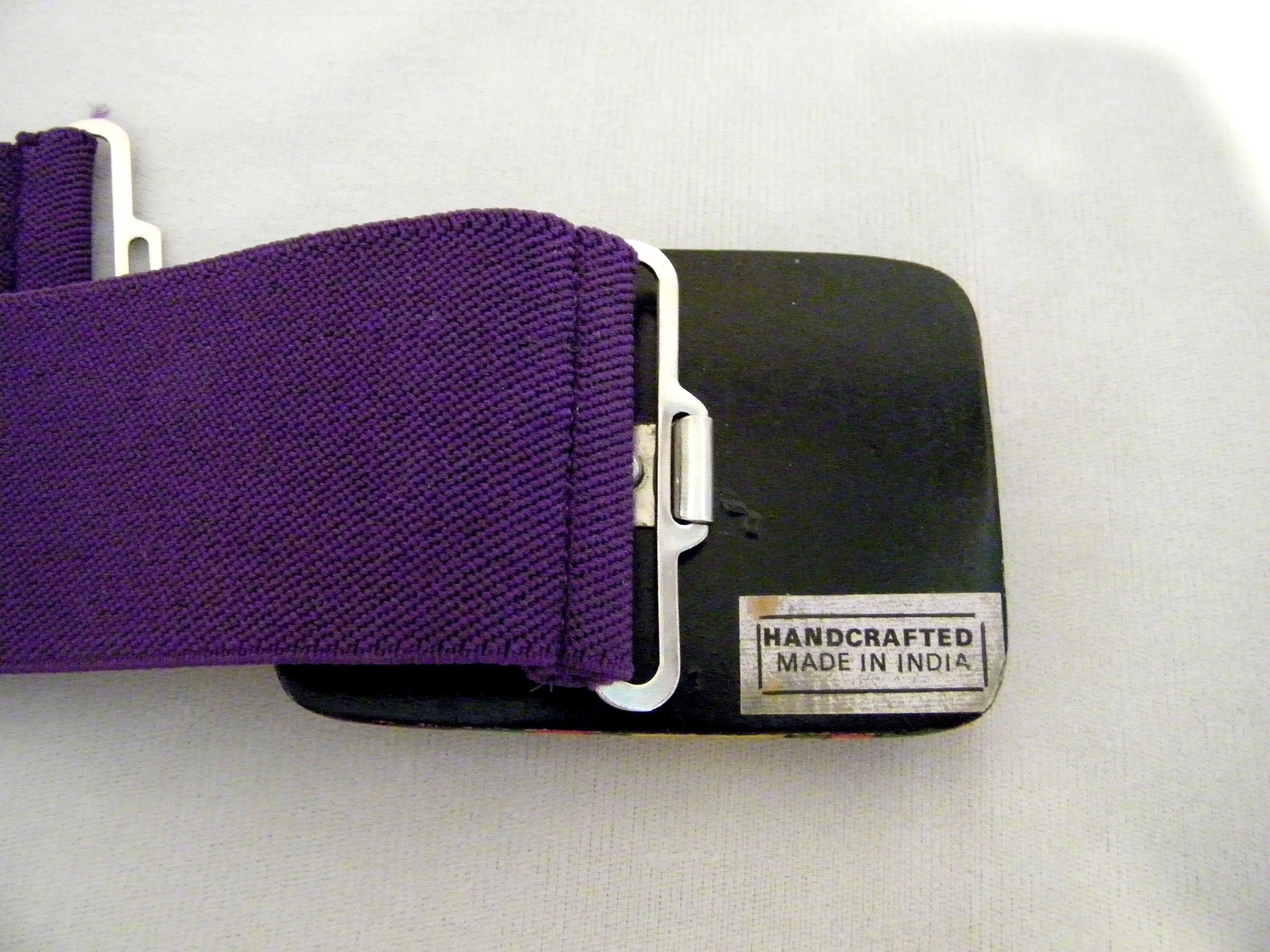 Vintage Purple Stretch Elastic Wide Belt Abstract Hard 