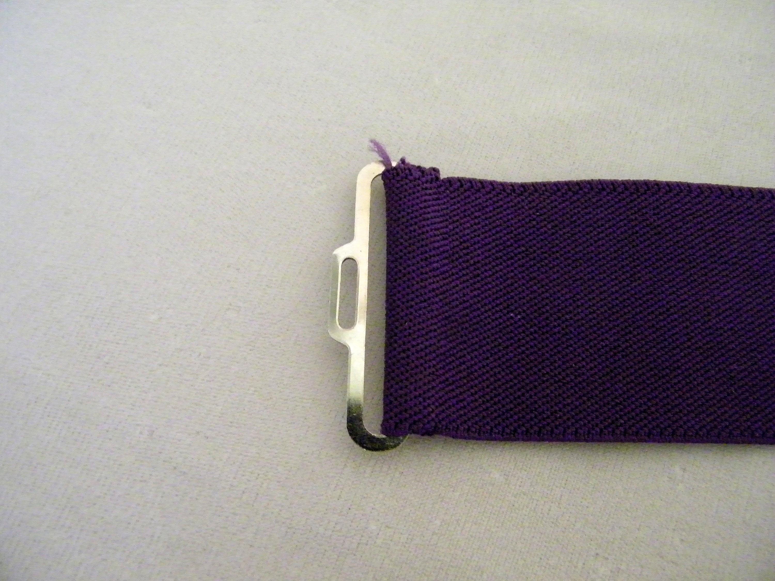 Vintage Purple Stretch Elastic Wide Belt Abstract Hard 