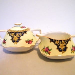 Antique Crown Ducal Art Deco Floral Sugar Creamer Set England