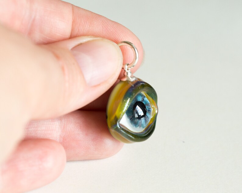 Glass eye pendant necklace. Gift for men. Lampwork jewelry. Etsy