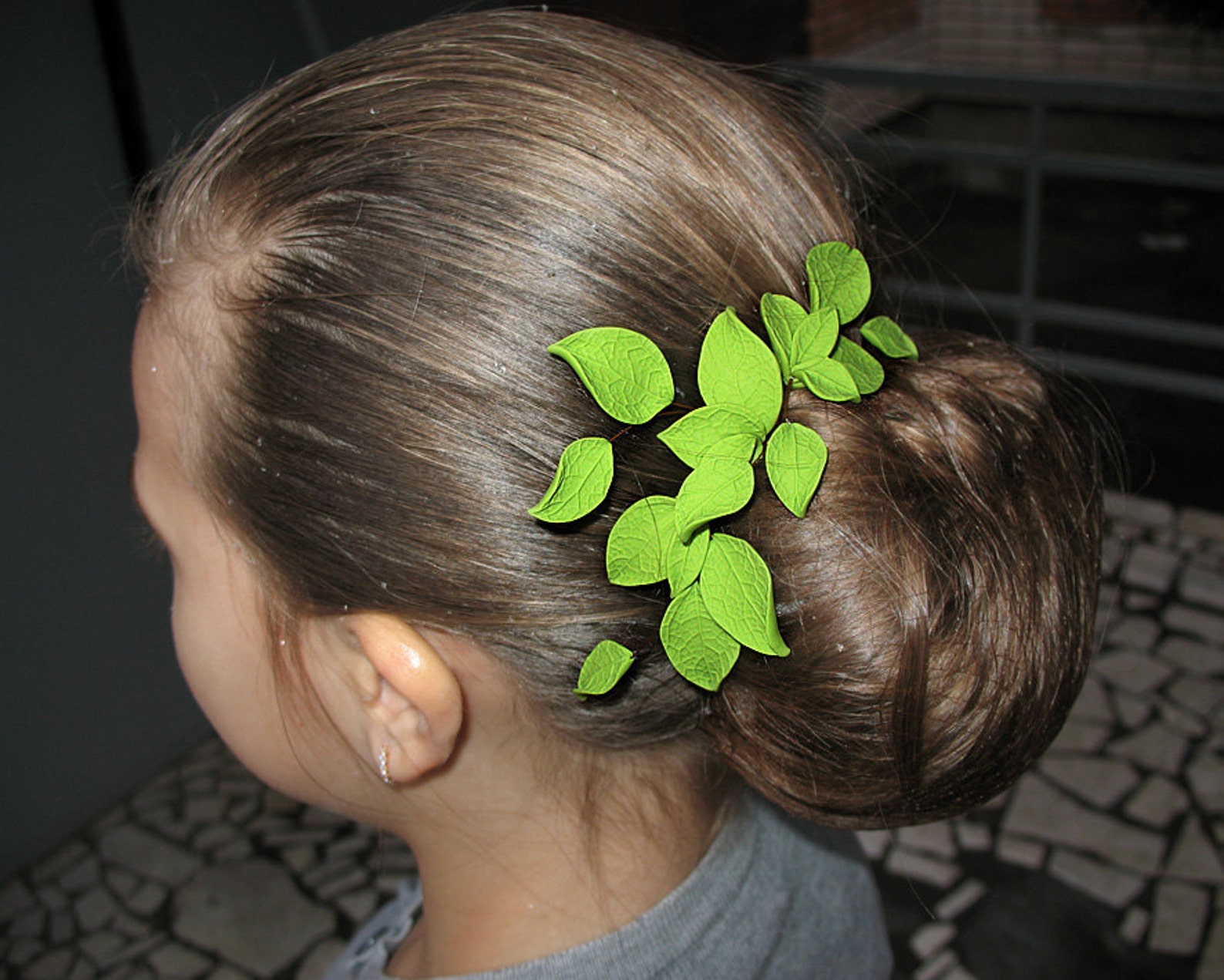 Green leaves hair comb. Clay hair pin set. Polymer clay Hair Etsy