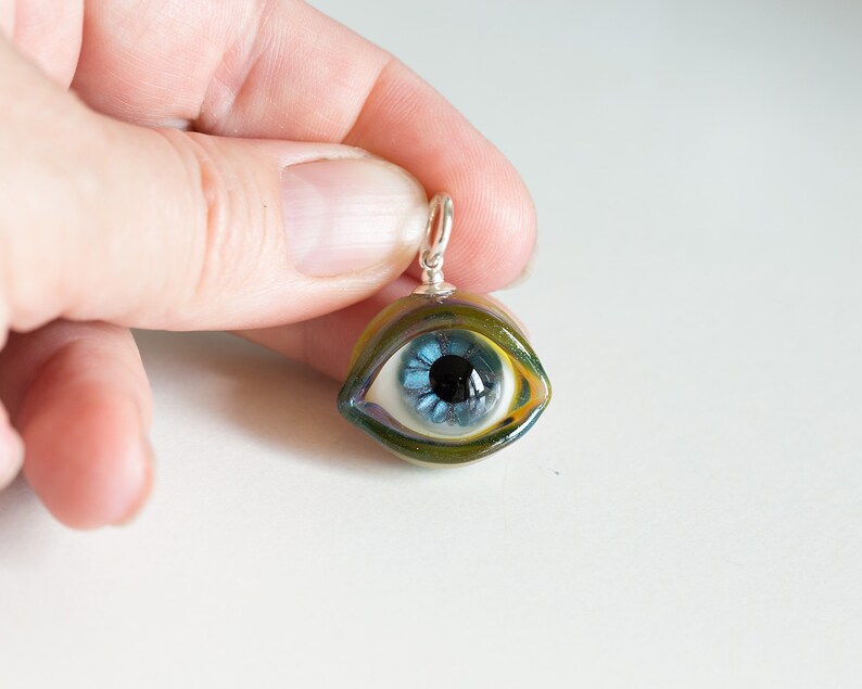 Glass eye pendant necklace. Gift for men. Lampwork jewelry. Etsy