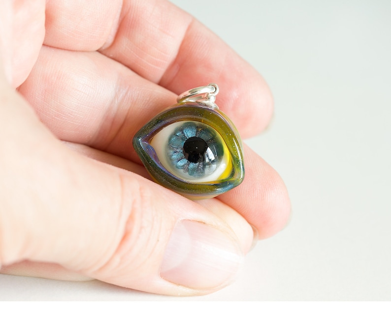 Glass eye pendant necklace. Gift for men. Lampwork jewelry. Etsy