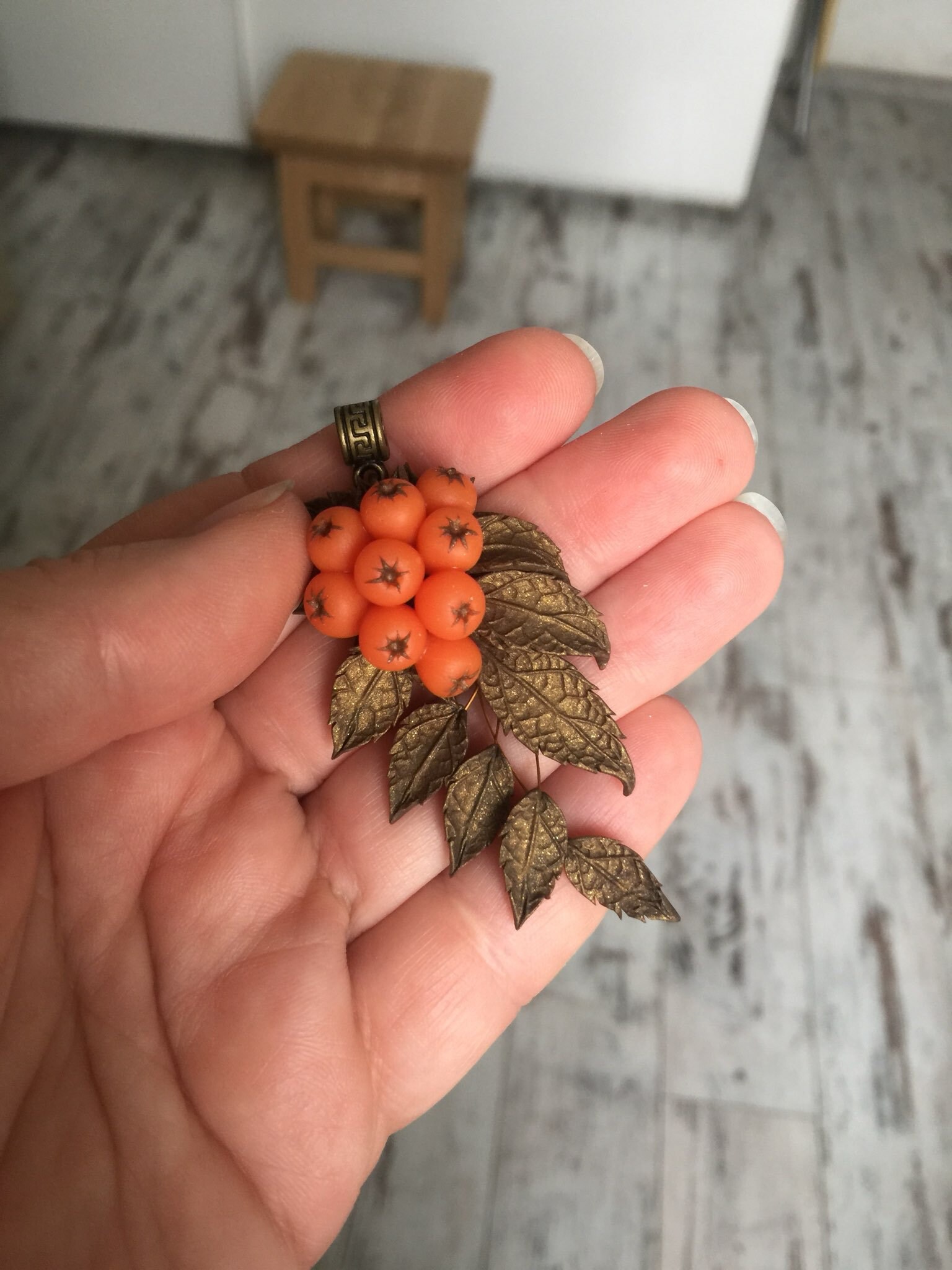 Rowan berry necklace. Red berries necklace. Fall leaves autumn Etsy