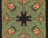 35 quot Russian Shawl Scarf Pavlovo Posad, 100 soft wool, Overlocked edges, up to 16 colors, Vintage design