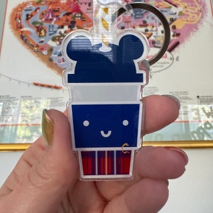 Llavero acrílico con guía turística a cuadros con orejas de mickey