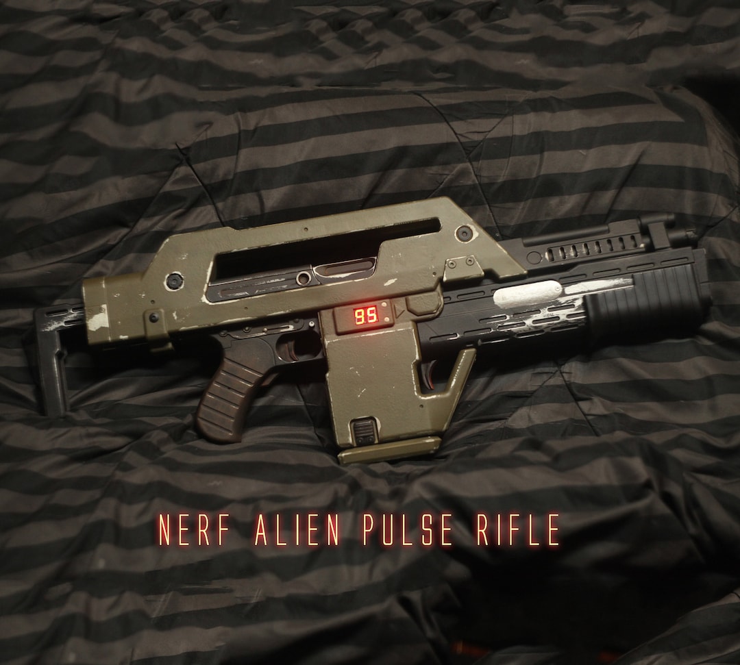 Hasbro Nerf Alien Pulse Rifle M41A Painted Olive Drab Paint Etsy