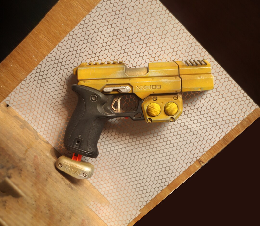 Yellow Metallic Battle Worn Paint Job Nerf Rival Knockout XX100 W/ 3D