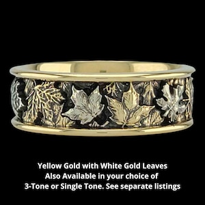 AUTUMN MAPLE LEAVES - Multi-colored Leaves Ring in Gold or Silver With ...