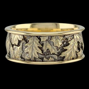 AUTUMN LEAVES MEDIUM in Silver, Gold or 2-Toned, Gothic Carved Fall Tree Layered Leaves Forest Foliage