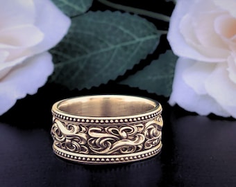 CASCADE BEADED in Silver, Gold or 2-toned, Gothic Nature Sculpted - Main Image