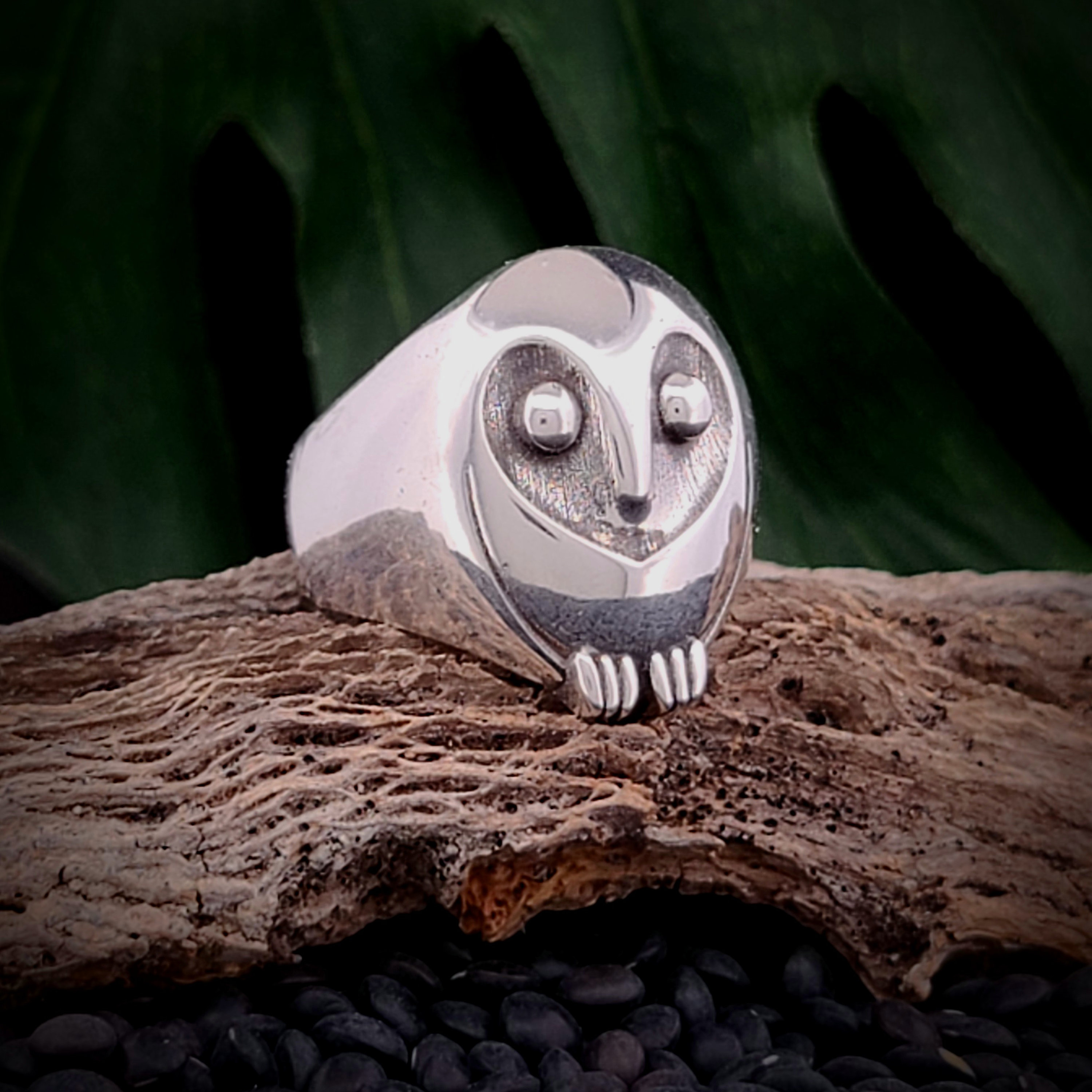 Whimsical Tapered Owl Themed Statement Ring Playful Owl Lover's Jewelry Whimsical Bird Jewelry F
