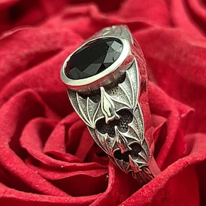 CASCADING BAT Solitaire Engagement Ring Dark Fantasy Gothic Wedding Band Alternative Brides Horror Sandman Whimsigoth Wings Wiccan NGOTHIC