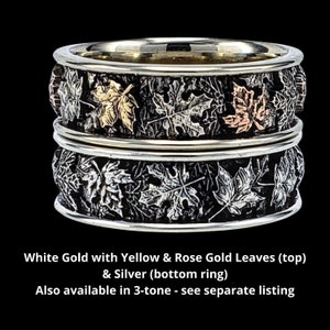 AUTUMN MAPLE LEAVES - Multi-colored Leaves Ring in Gold or Silver With ...
