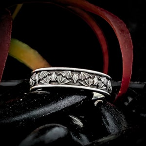 Gothic NARROW BAT Band Ring Elegant Halloween Wedding Flying Animals Spooky Creatures Dracula Vampires Pagan or Wiccan Whimsigoth Jewelry