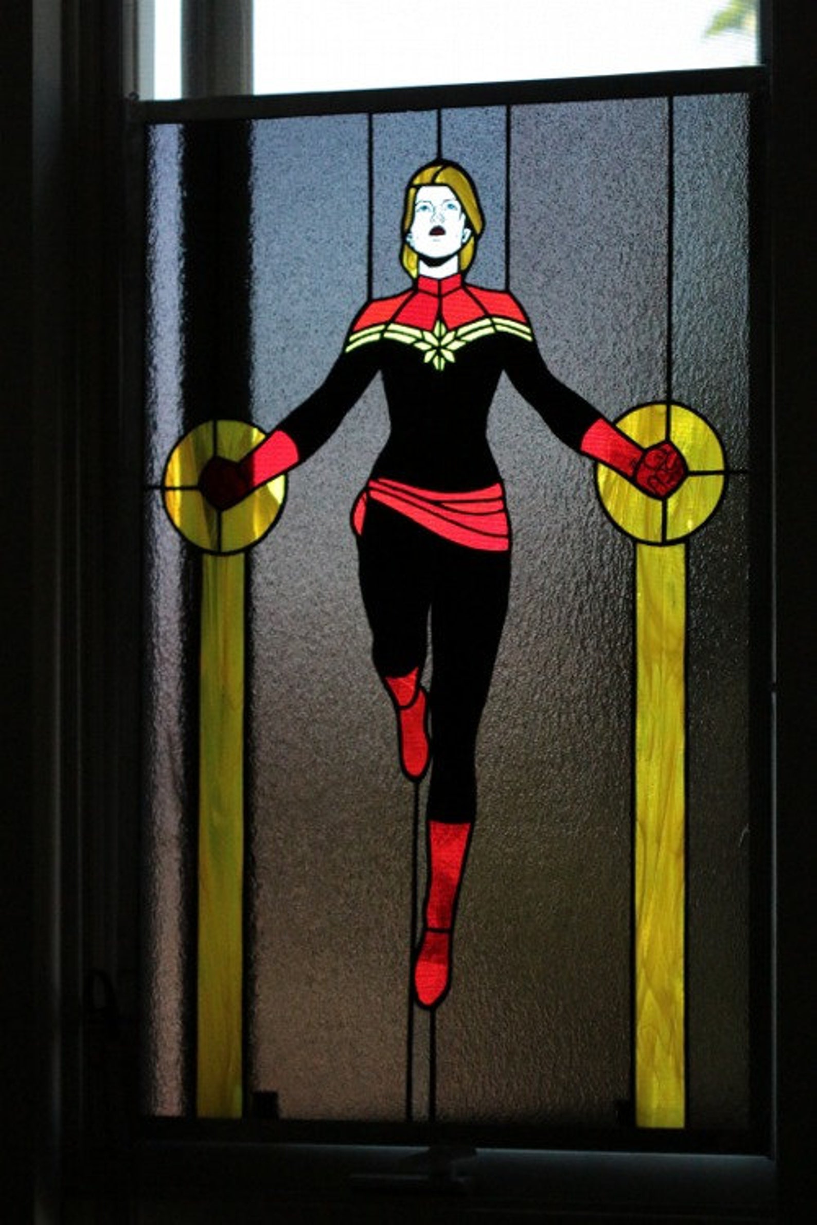Captain Marvel Stained Glass Panel | Etsy
