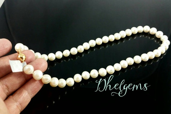 25-Inch Freshwater Akoya Pearl Necklace - 7-8mm White Baroque Pearls, Silver Plated, Handmade 11 thumbnail image