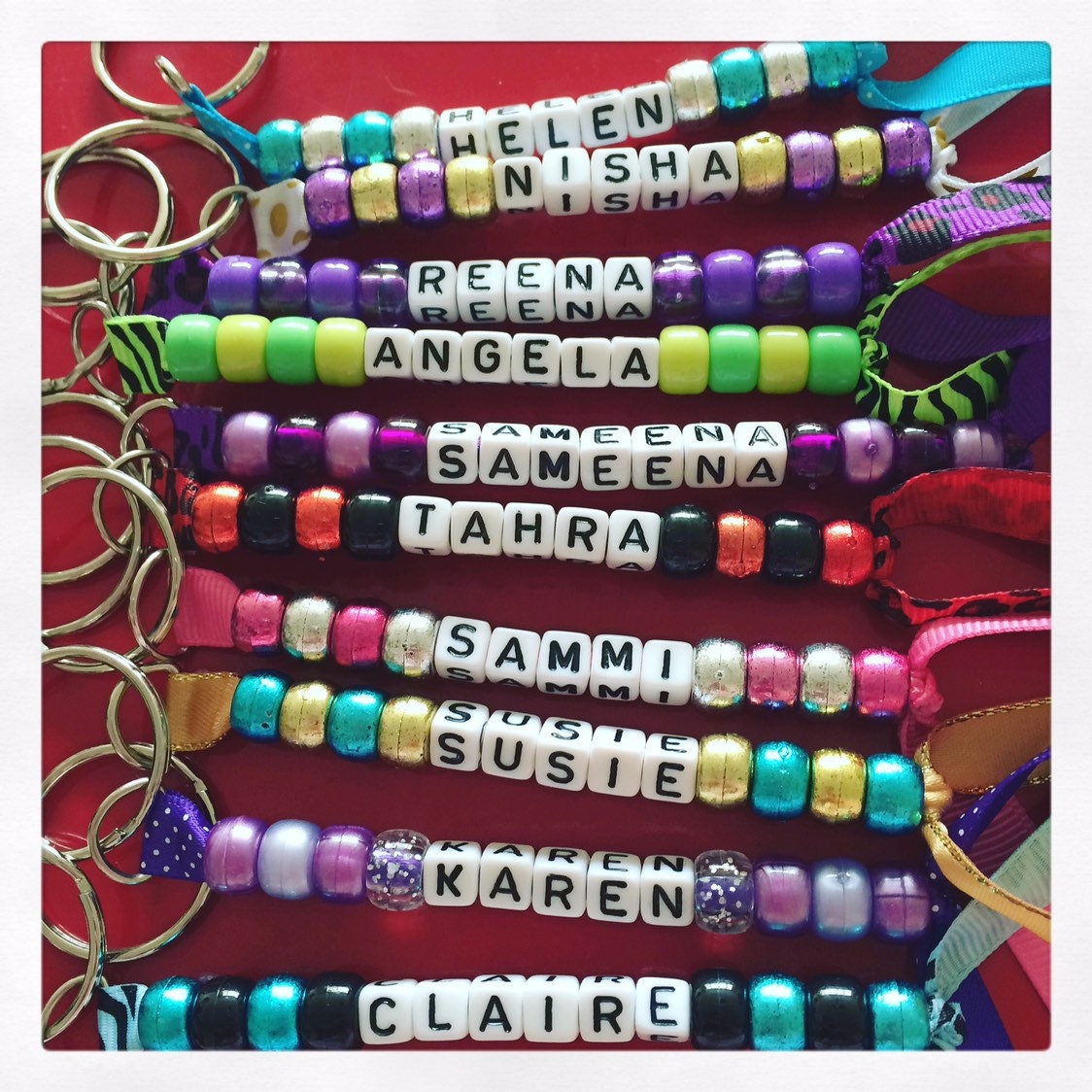 25 x Personalised Bead Keyring Ideal Small Gift School Etsy
