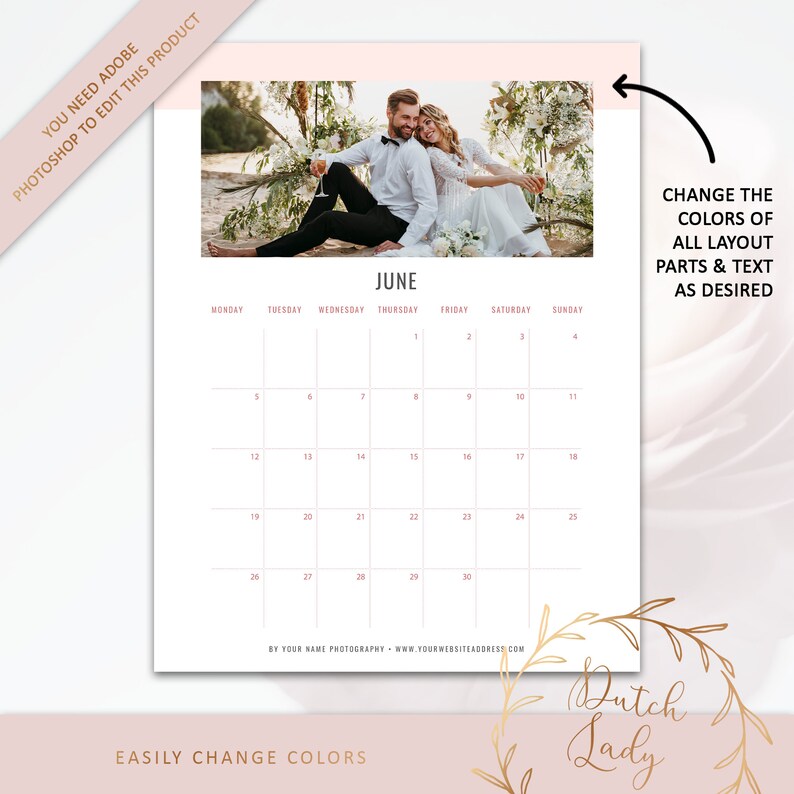 Photoshop Wall Calendar 2023 Template Monthly Photography & - Etsy