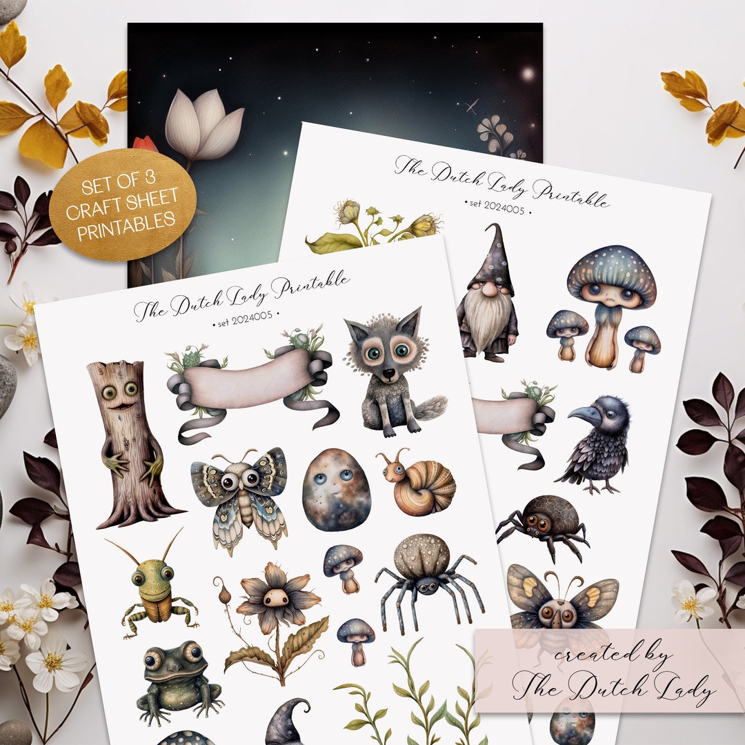 Printable Craft Sheets Cute Garden Creature Theme Digital Scrapbook ...
