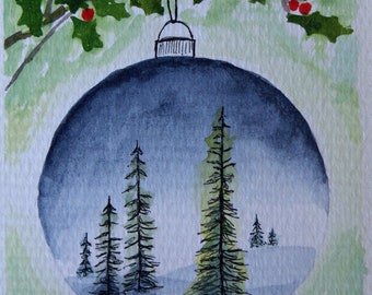 Alpine Christmas - Original Watercolor on Paper, 6x4