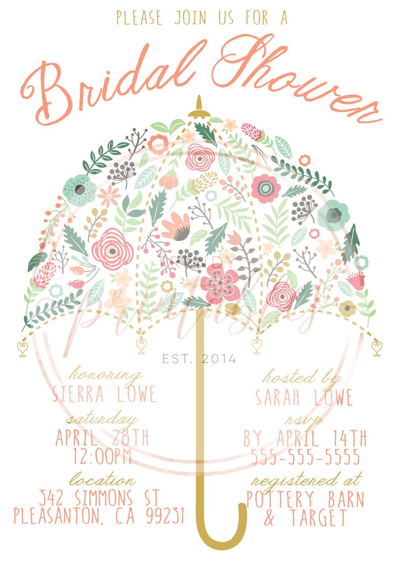 Bridal Shower Invitation Umbrella Bridal Shower Invite Etsy