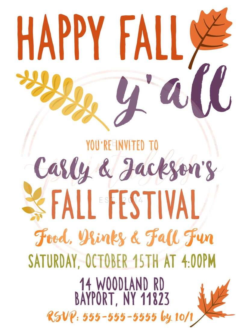 Fall Party Invitation Happy Fall Y'all Fall Festival Etsy