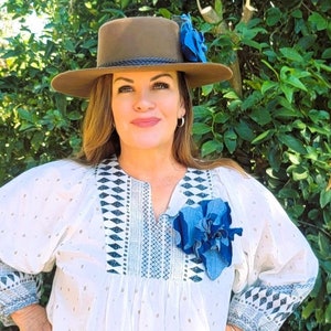 Cowgirl Style Western Denim Hat Flower bild 5