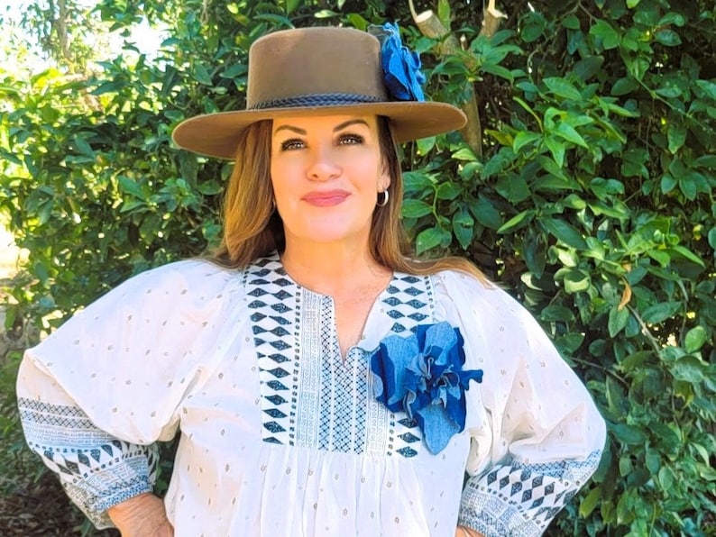 Cowgirl Style Western Denim Hat Flower bild 5