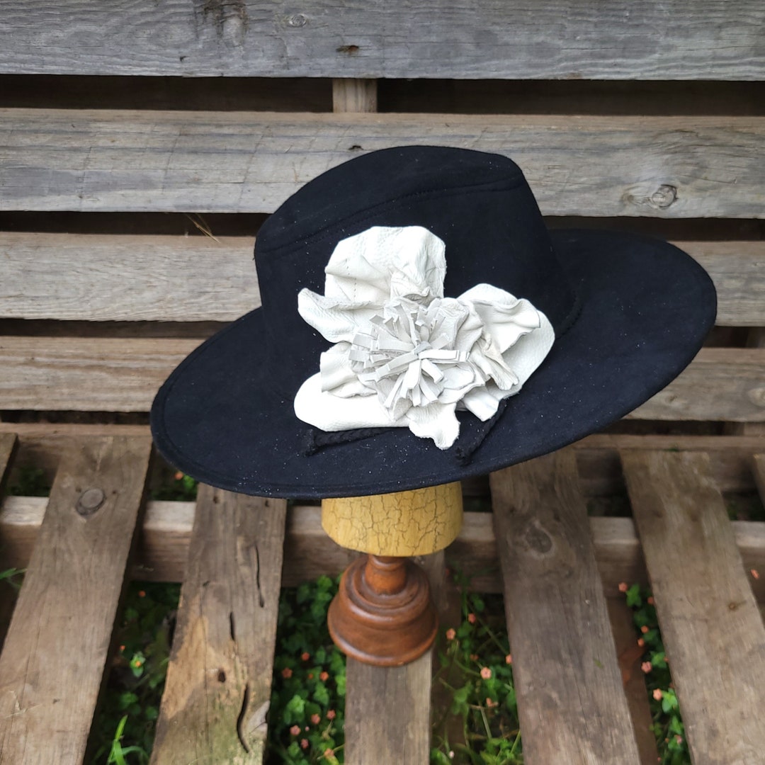 Leather Flower Hat Pin Clip Fits Any Hat Etsy