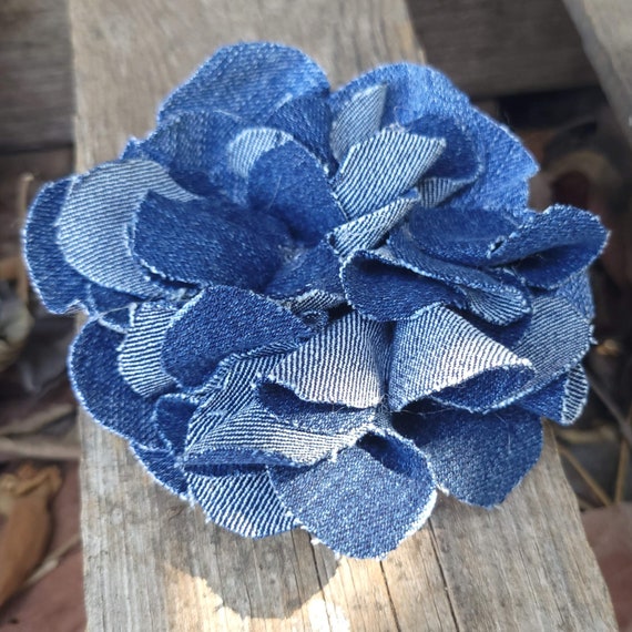 Cowgirl Style Western Denim Hat Flower