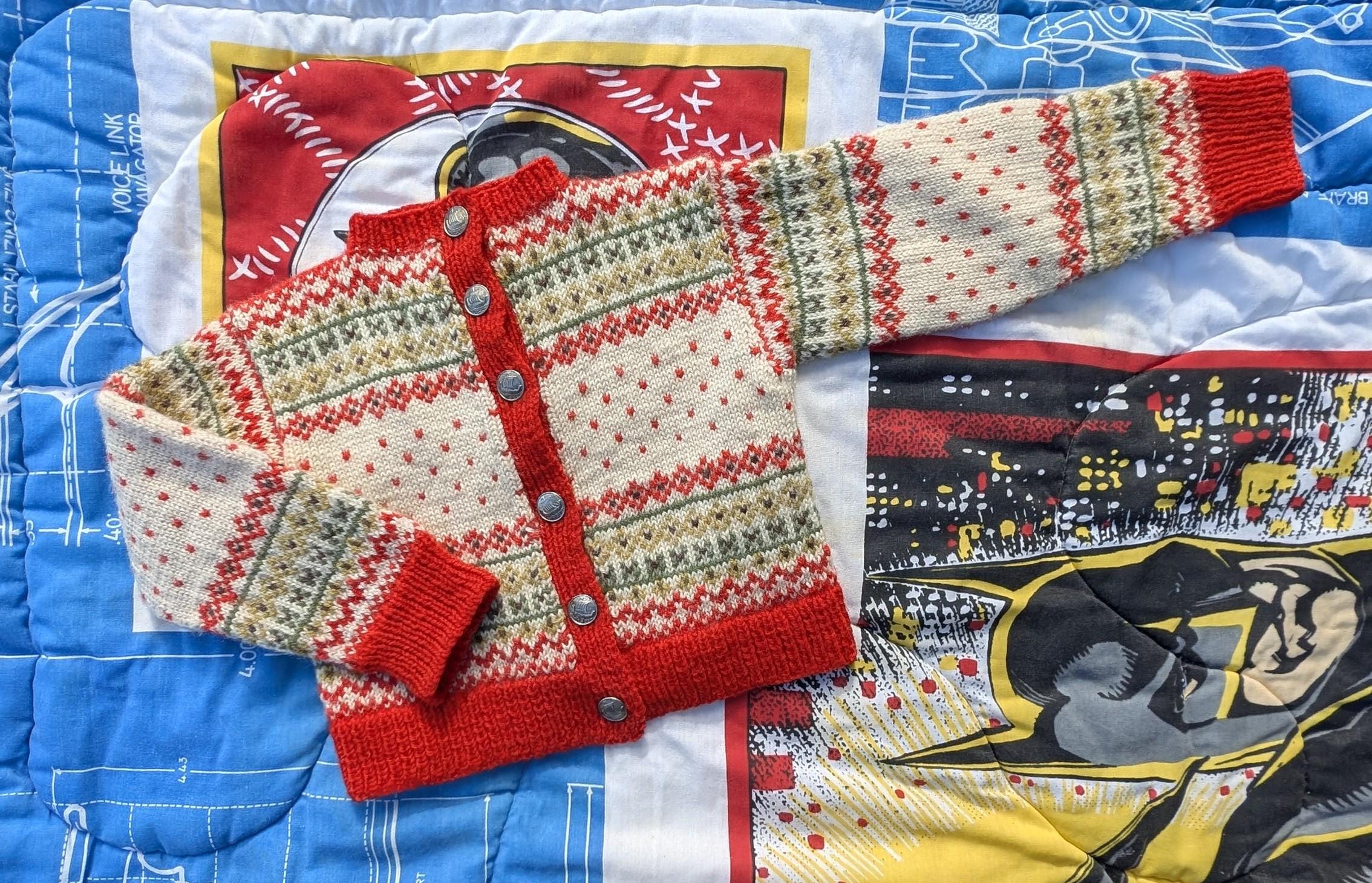 Vintage Handmade Fair Isle Knit Toddler Sweater | 2y | 3y