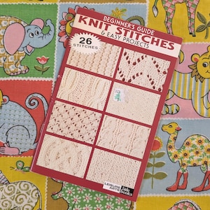 Przewodnik dla początkujących Ściegi dziewiarskie i łatwe projekty Ulotka | Leisure Arts Little Books | Vintage Knitting Project Stitch Patterns Book