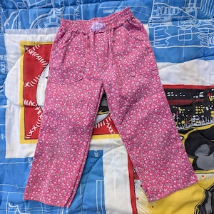 Vintage Hot Pink Floral Pants | AOP | 4y | 5y