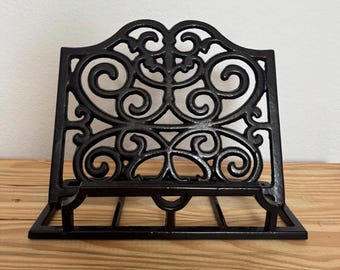 Vintage Black Wrought Iron Book Stand