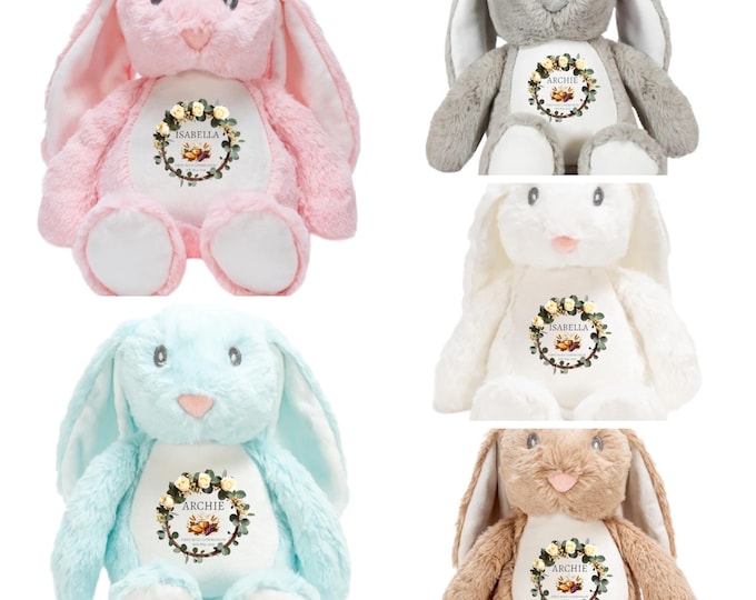 Personalised First Holy Communion Gift Bunny Rabbit Teddy | 1st Holy Communion Keepsake | Holy Communion Gift for Boys and Girls