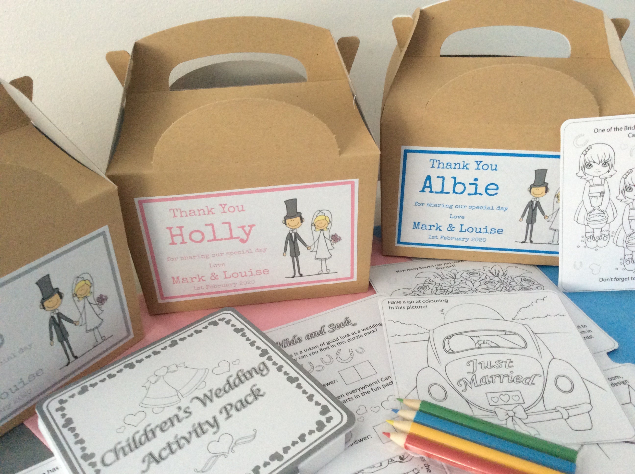 Personalised Children's Wedding Activity Kraft Brown Box - with ...