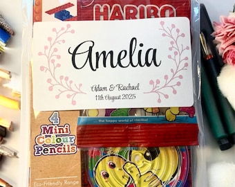 Personalised Childrens Kids Wedding/Christening Activity Pack Birthday Party Bag A6 SIZE