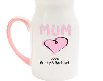 Personalised SMALL Milk Jug Vase - Mother’s Day Gift for Mum