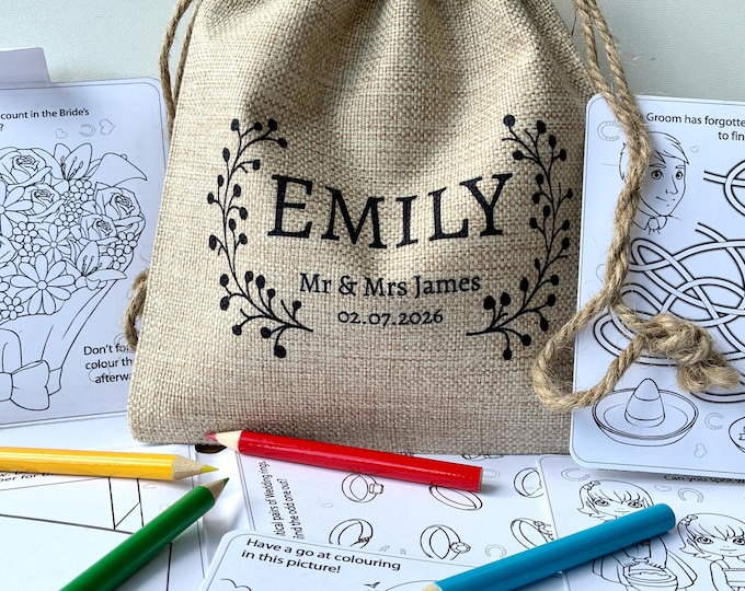 Personalised Wedding Activity Bag – Kids Wedding Favours Pack