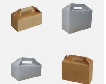 Bakery Carry Pack Box Kraft Brown/White Large or Small