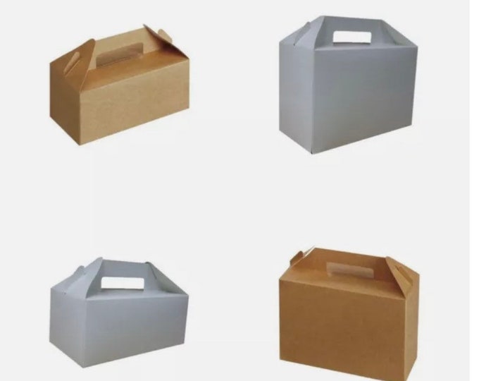 Bakery Carry Pack Box Kraft Brown/White Large or Small
